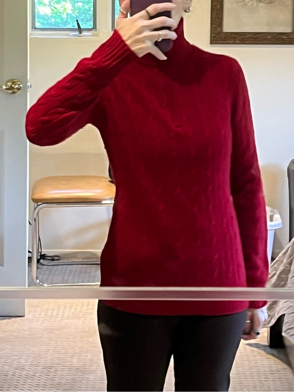 Ralph Lauren Cashmere Cable-Knit Quarter-Zip Sweater.